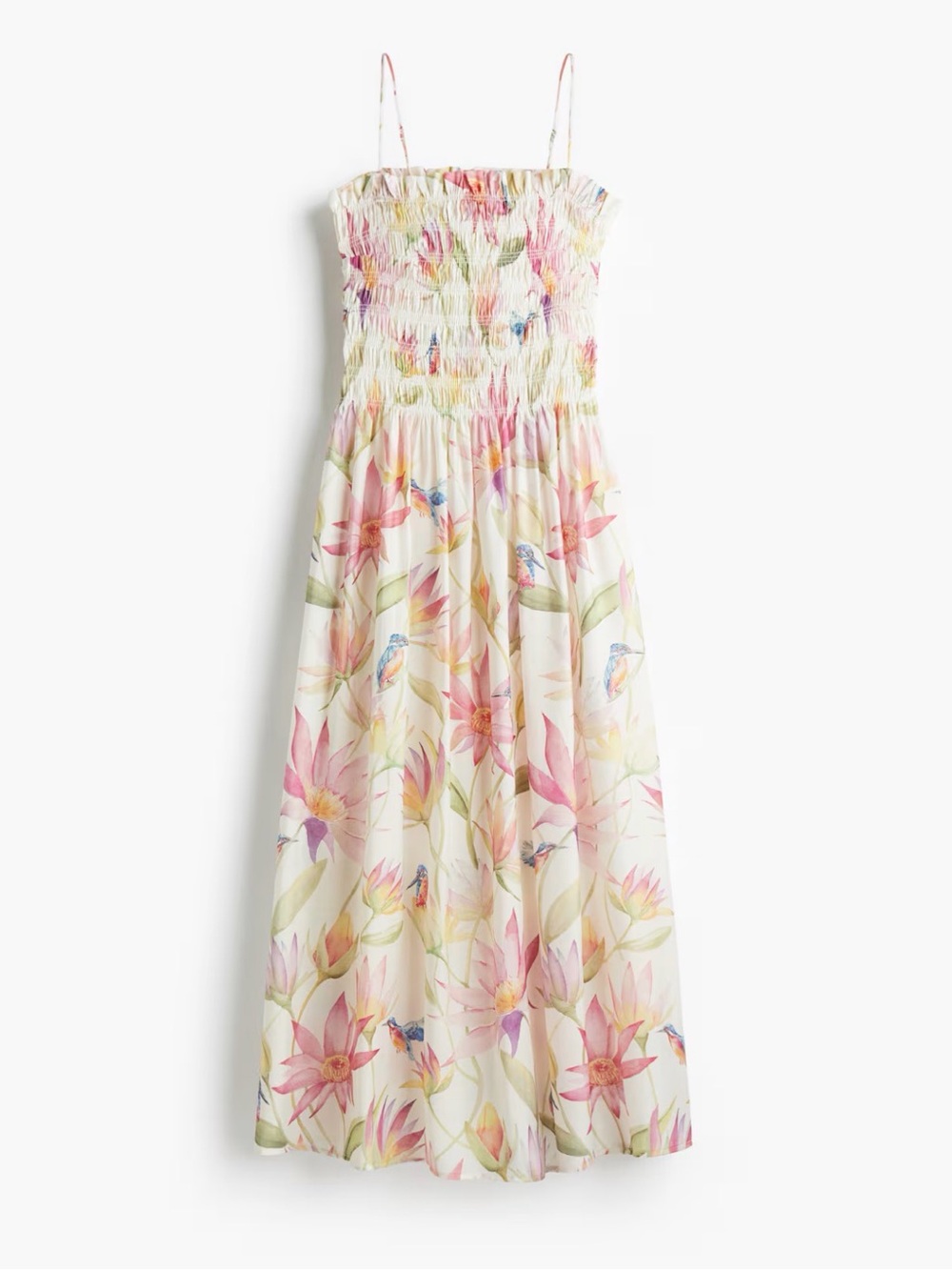 Smocked Floral Maxi Dress - Multicolor